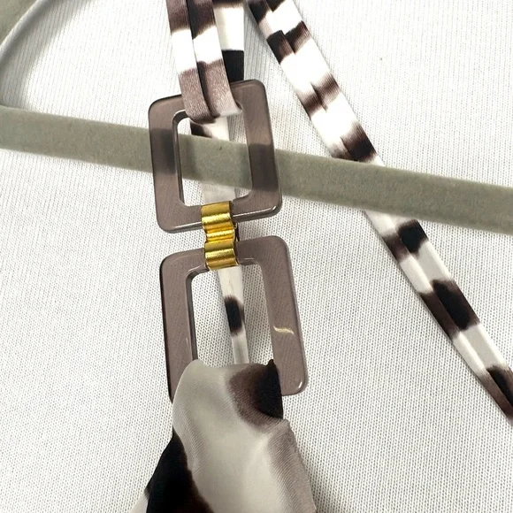 LA BLANCA | Tie Dye Longline V-Neck Brown & White Embellished Bikini Top‎ - Picture 7 of 14